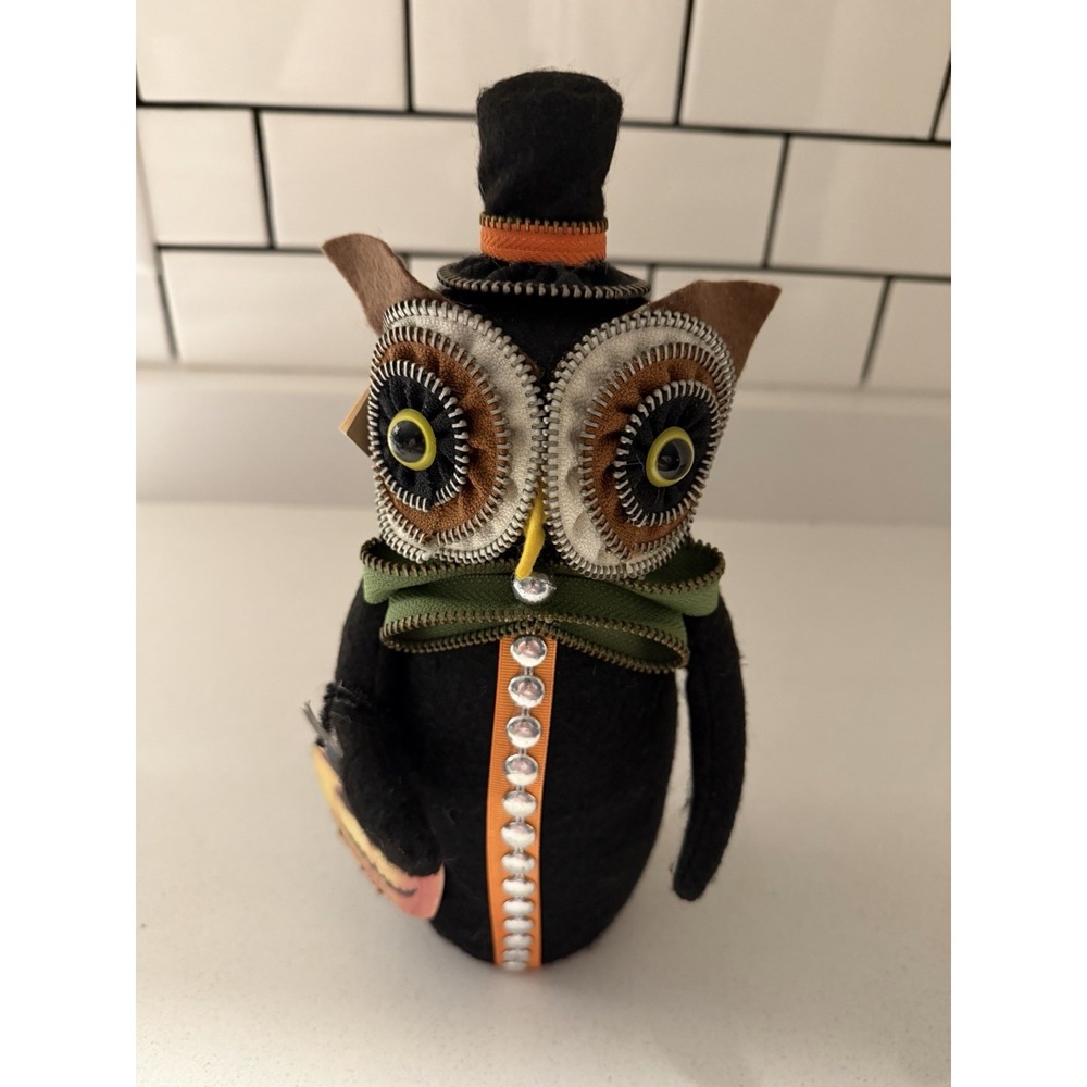 Bethany Lowe Felt Black Owl Halloween Classic Steampunk Decor 11" Whimsy